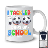 Personalized I Tackled 100 Days Of School; Amazing 100th Day Soccer; Custom Name Player T-Shirt