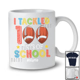 Personalized I Tackled 100 Days of School; Cheerful Custom Name Football Boys; Sport Player T-Shirt
