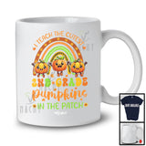 Personalized I Teach The Cutest 2nd Grade Pumpkins; Joyful Thanksgiving Rainbow; Custom Name Teacher T-Shirt