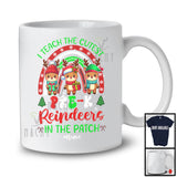 Personalized I Teach The Cutest Pre K Reindeers; Joyful Christmas Rainbow; Custom Name Teacher T-Shirt