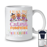 Personalized I Teach The Cutest Pumpkins 4th Grade; Amusing Halloween Custom Name Teacher T-Shirt