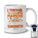 Personalized I Teach The Cutest Pumpkins Kindergarten; Amusing Thanksgiving Custom Name Teacher T-Shirt