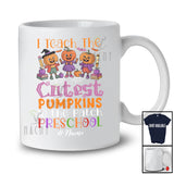 Personalized I Teach The Cutest Pumpkins Preschool; Amusing Halloween Custom Name Teacher T-Shirt
