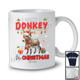 Personalized I Want A Donkey For Christmas; Lovely Santa Donkey Custom Name Farmer; Family Group T-Shirt