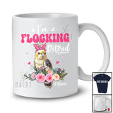 Personalized I'm Flocking Retired; Adorable Custom Name Cockatiel Bird Flock Retirement; Flowers T-Shirt