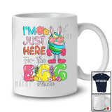 Personalized I'm Just Here For The Egg; Joyful Easter Day Custom Name Bunny With Easter Egg Basket T-Shirt