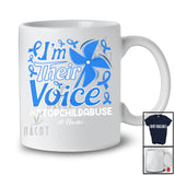 Personalized I'm Their Voice; Joyful Stop Child Abuse Ribbon Blue Pinwheel; Custom Name Family T-Shirt