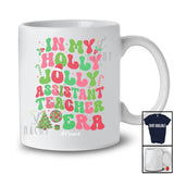 Personalized In My Holly Jolly Assistant Teacher Era; Amazing Christmas Groovy Santa; Custom Name Jobs T-Shirt