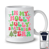 Personalized In My Holly Jolly Bartender Era; Amazing Christmas Groovy Santa; Custom Name Jobs T-Shirt