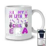 Personalized In My Military Child Era; Lovely Groovy Purple Ribbon; Custom Name Patriotic T-Shirt