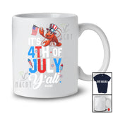 Personalized It's 4th Of July Y'all; Lovely Crawfish With American Flag; Custom Name Patriotic T-Shirt