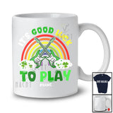 Personalized It's Good Luck to Play; Amazing St. Patrick's Day Rainbow Custom Name Guitar Player T-Shirt