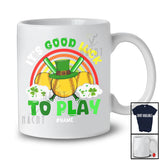 Personalized It's Good Luck to Play; Amazing St. Patrick's Day Rainbow Custom Name Softball Player T-Shirt