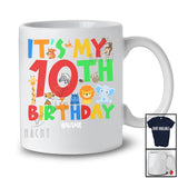 Personalized It's My 10th Birthday; Adorable 10 Years Old Wild Animal; Custom Name Boy Family T-Shirt