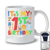 Personalized It's My 1st Birthday; Adorable 1 Years Old Wild Animal; Custom Name Boy Family T-Shirt