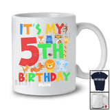 Personalized It's My 5th Birthday; Adorable 5 Years Old Wild Animal; Custom Name Boy Family T-Shirt