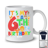 Personalized It's My 6th Birthday; Adorable 6 Years Old Wild Animal; Custom Name Boy Family T-Shirt