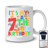 Personalized It's My 7th Birthday; Adorable 7 Years Old Wild Animal; Custom Name Boy Family T-Shirt