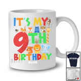 Personalized It's My 9th Birthday; Adorable 9 Years Old Wild Animal; Custom Name Boy Family T-Shirt