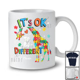 Personalized It's Ok To Be Different; Lovely Autism Awareness Custom Name Puzzle Giraffe T-Shirt