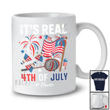 Personalized It's Real 4th of July; Amusing Custom Name Badminton Tools Player US Flag; Patriotic T-Shirt