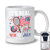 Personalized It's Real 4th of July; Amusing Custom Name Tennis Tools Player US Flag; Patriotic T-Shirt