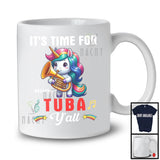 Personalized It's Time For Tuba Y'all; Lovely Unicorn Playing Tuba; Custom Name Player T-Shirt