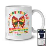 Personalized Juneteenth 1865 Breaking Every Chain; Lovely Custom Name Afro Coquette Bow Tie T-Shirt