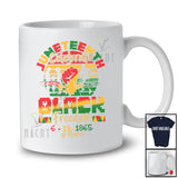 Personalized Juneteenth Celebrate Black Freedom; Proud Custom Name Black Afro Hand; Retro T-Shirt