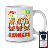 Personalized Juneteenth With My Gnomies, Lovely Custom Name Three African Gnomes, Black Afro T-Shirt