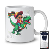 Personalized Juneteenth, Lovely Custom Name Black Afro African Riding Riding T-Rex, Dinosaur Lover T-Shirt