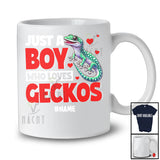 Personalized Just A Boy Who Loves Geckos; Fantastic Valentine Hearts Custom Name Geckos Animal T-Shirt