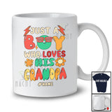 Personalized Just A Boy Who Loves His Grandpa; Lovely Father's Day Flowers; Custom Name Family T-Shirt