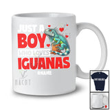 Personalized Just A Boy Who Loves Iguanas; Fantastic Valentine Hearts Custom Name Iguanas Animal T-Shirt