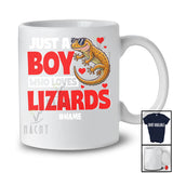 Personalized Just A Boy Who Loves Lizards; Fantastic Valentine Hearts Custom Name Lizards Animal T-Shirt