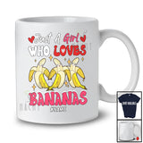 Personalized Just A Girl Who Loves Bananas; Adorable Hearts Banana; Custom Name Family T-Shirt