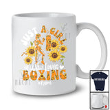 Personalized Just A Girl Who Loves Boxing Funny Cute Sunflowers Floral Boxing Sport Player Team T-Shirt
