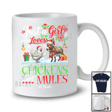 Personalized Just A Girl Who Loves Chickens Mules; Cheerful Christmas Custom Name Farmer; Snow T-Shirt