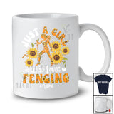 Personalized Just A Girl Who Loves Fencing Funny Cute Sunflowers Floral Fencing Sport Player Team T-Shirt