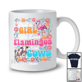 Personalized Just A Girl Who Loves Flamingos Cows; Floral Custom Name Farmer; Flowers Farm T-Shirt