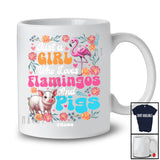 Personalized Just A Girl Who Loves Flamingos Pigs; Floral Custom Name Farmer; Flowers Farm T-Shirt