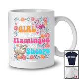 Personalized Just A Girl Who Loves Flamingos Sheeps; Floral Custom Name Farmer; Flowers Farm T-Shirt