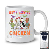 Personalized Just A Monster Chicken; Lovely Halloween Zombie Mummy Chicken; Custom Name Farmer T-Shirt