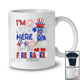 Personalized Just Here For The Firecracker; Fantastic 4th Of July Fireworks; Custom Name Patriotic T-Shirt