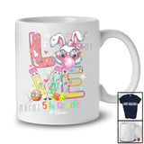 Personalized LOVE 5th Grade; Lovely Easter Bunny Face; Custom Name Students Teacher T-Shirt