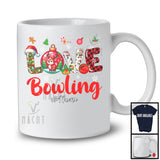Personalized LOVE Bowling; Amazing Christmas Plaid Ornament; Custom Name Bowling Player T-Shirt