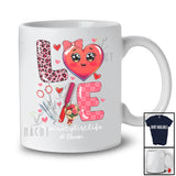 Personalized LOVE Hair Stylist; Lovely Valentine Hearts Leopard; Custom Name Hair Stylist Jobs T-Shirt