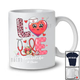 Personalized LOVE Nurse; Lovely Valentine Hearts Leopard; Custom Name Nurse Jobs T-Shirt