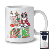 Personalized LOVE, Adorable Christmas Custom Name St. Bernard Santa, Candy Cane X-mas T-Shirt