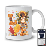 Personalized LOVE, Adorable Thanksgiving Custom Name Shiba Inu, Sunflower Fall Leaves T-Shirt